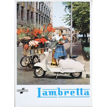 Lambretta Flower Girl Vintage 1965 Advertising Poster Illustraction