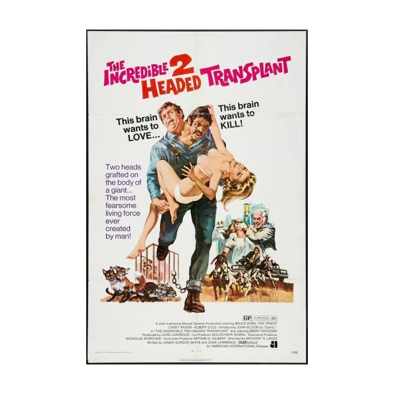 Incredible 2-Headed Transplant one sheet movie poster - Illustraction Gallery