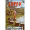 Northwest Orient Airlines Japan vintage 1958 travel poster - Illustraction Gallery