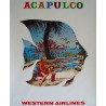 Western Airlines - Acapulco vintage 1964 travel poster - Illustraction Gallery