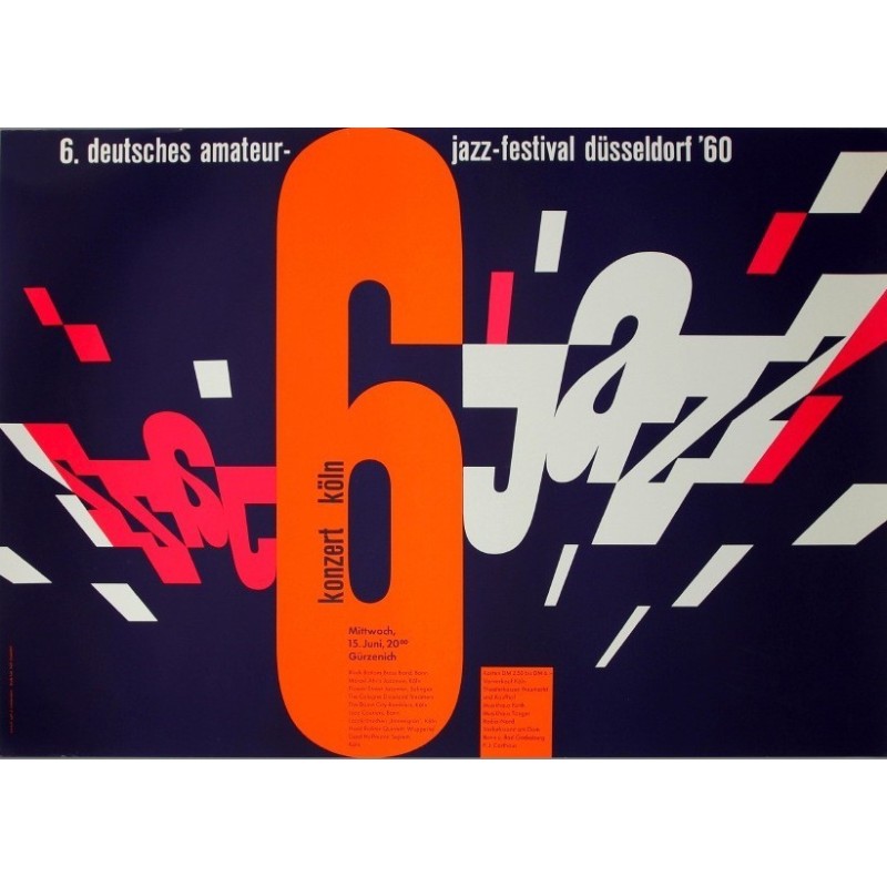 6th Deutsches Jazz Amateur Festival 1960 German concert poster - illustraction Gallery