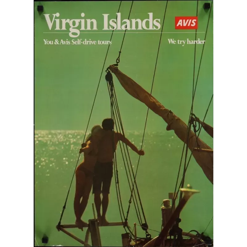 Avis - Virgin Islands vintage 1980 travel poster - Illustraction Gallery