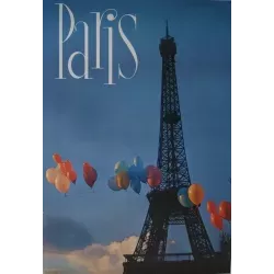 Paris Eiffel Tower vintage 1967 Loo Art tourism poster - Illustraction Gallery