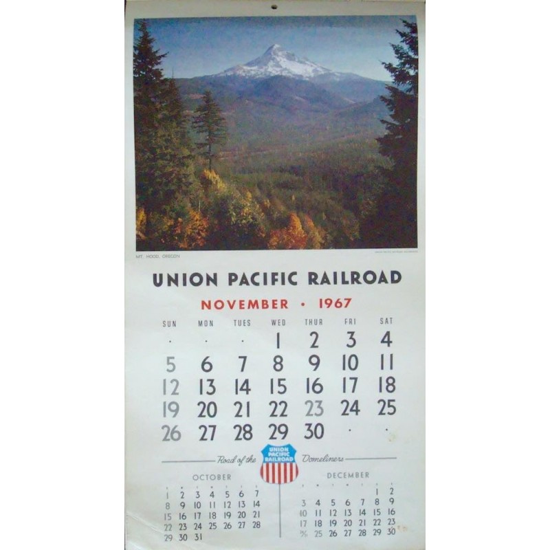 Union Pacific Railroad vintage 1967 calendar travel poster