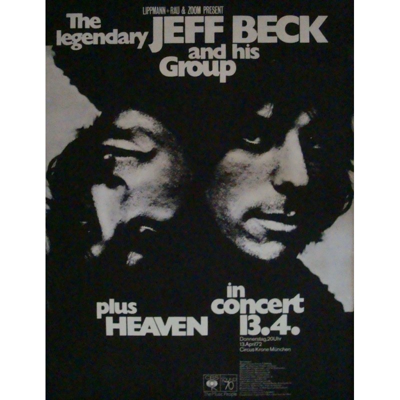 JEFF BECK ポスター(2) 1972年 GERMANY TOUR 第二期 ジェフ ベック