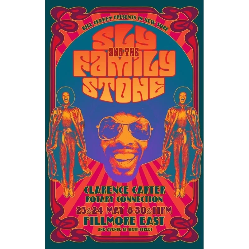 Sly And The Family Stone 1969 Fillmore East limited edition concert poster by David Byrd - illustraction Gallery