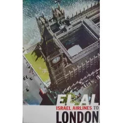EL AL London vintage 1968 Airlines travel poster - illustraction Gallery