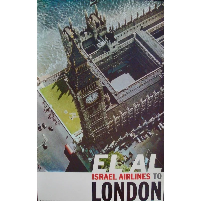 EL AL London vintage 1968 Airlines travel poster - illustraction Gallery