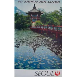 Japan Airlines Seoul original 1968 travel poster - illustraction Gallery
