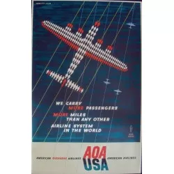 American Overseas Airlines AOA More vintage 1950 travel poster - illustraction Gallery