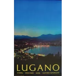 Switzerland Lugano vintage 1968 travel poster - illustraction Gallery
