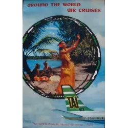 TAI (Transports Aeriens Internationaux) Around The World with DC8 vintage 1962 airlines poster- illustraction Gallery