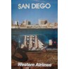 Western Airlines San Diego vintage 1978 travel poster - illustraction Gallery