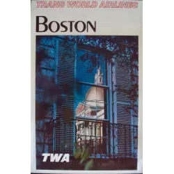 TWA Boston vintage 1973 Airlines travel poster - illustraction Gallery