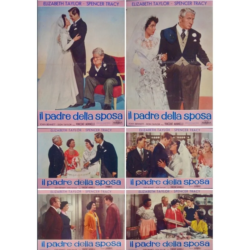Father Of The Bride Italian fotobusta movie poster set - illustraction Gallery