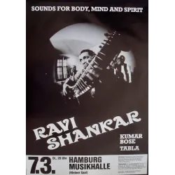 Ravi Shankar 1976 German concert poster by Gunther Kieser - illustraction Gallery
