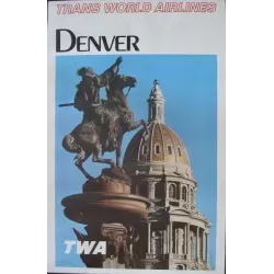 TWA Denver vintage 1973 Airlines travel poster - illustraction Gallery