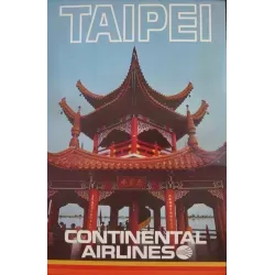 Continental Airlines Taipei vintage 1972 travel poster - Illustraction Gallery