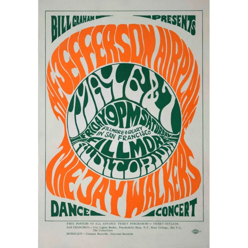 Jefferson Airplane Fillmore West BG05 concert poster - illustraction Gallery Jefferson Airplane Fillmore West BG05 concert poster - illustraction Gallery