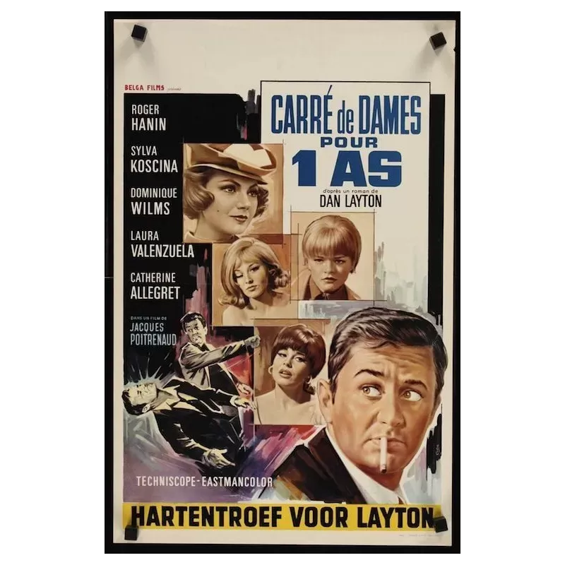 Carre de dames pour un as (An Ace And Four Queens) Belgian movie poster - Illustraction Gallery Carre de dames pour un as (An Ace And Four Queens) Belgian movie poster - Illustraction Gallery
