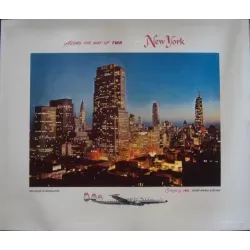 TWA New York vintage 1955 travel poster - illustraction Gallery