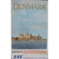 SAS Airlines Denmark vintage 1965 travel poster - illustraction Gallery