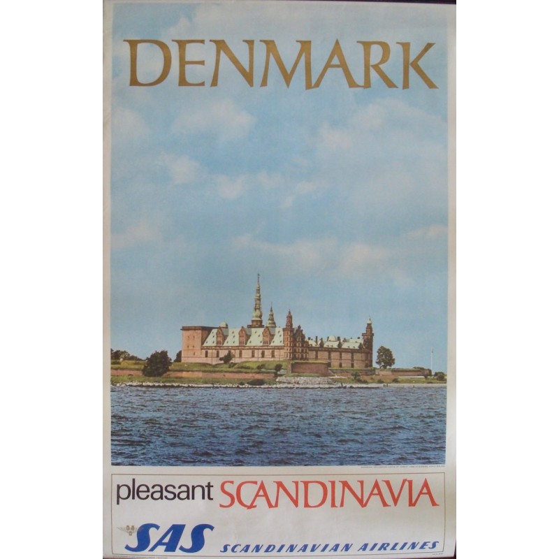 SAS Airlines Denmark vintage 1965 travel poster - illustraction Gallery