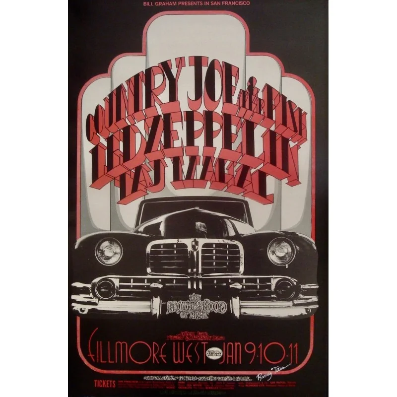 Led Zeppelin 1969 Fillmore West BG 155 concert poster - illustraction Gallery