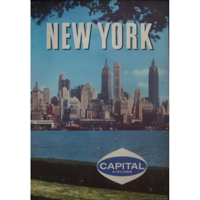 Capital Airlines New York vintage 1958 travel poster - illustraction Gallery