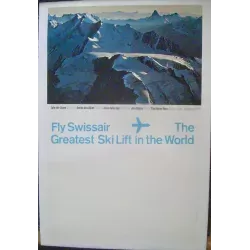 Swissair World's Greatest Ski Lift vintage 1971 travel Airlines poster - illustraction Gallery