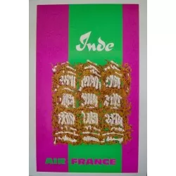 Air France India 1968 vintage travel poster by Georges Mathieu - illustraction Gallery
