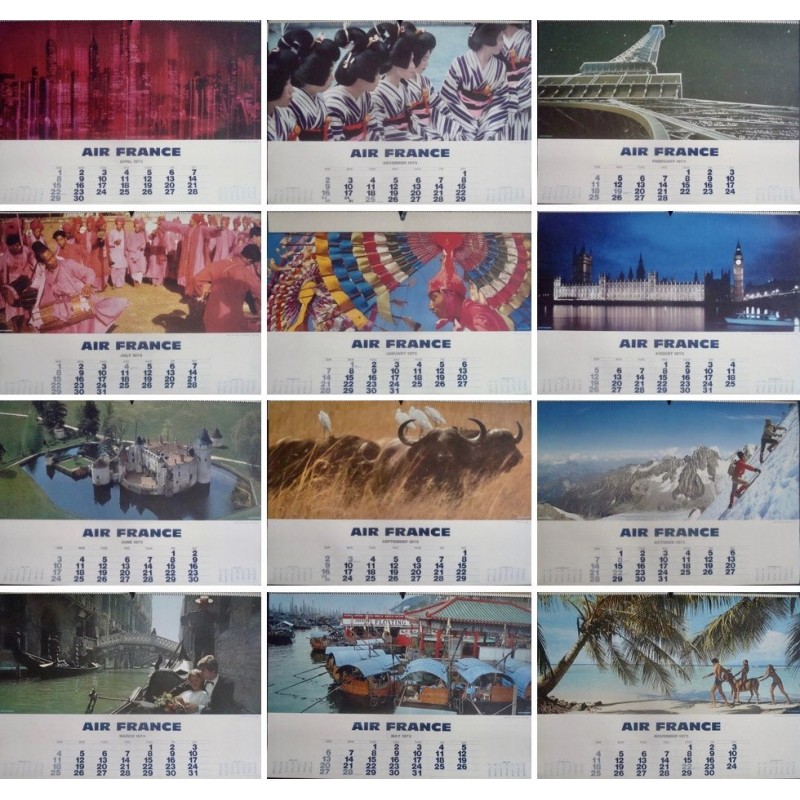 Air France Calendar 1973