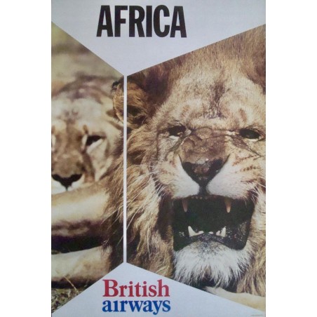 British Airways Africa vintage 1974 travel poster - illustraction Gallery