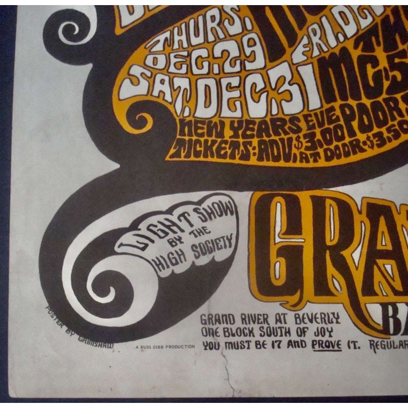 MC5 RGP 10 1966 Detroit Grande Ballroom concert poster by Gary Grimshaw ...