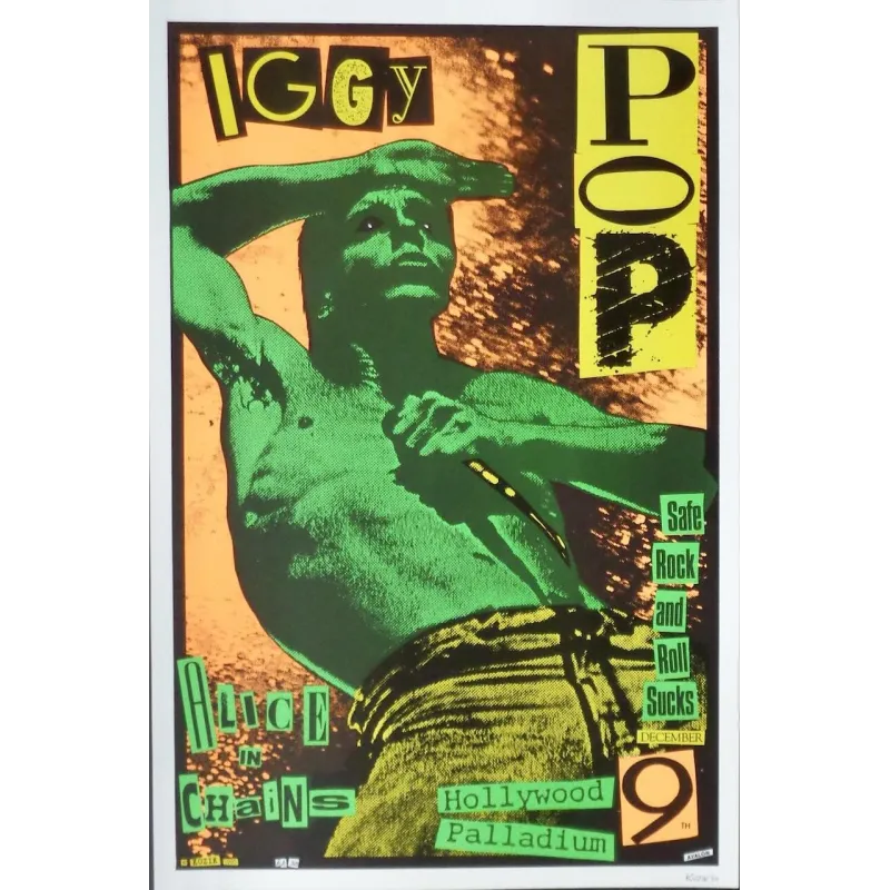 Iggy Pop 1990 Los Angeles concert poster by Frank Kozik - illustraction Gallery