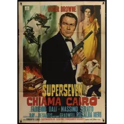 Superseven Calling Cairo (Superseven chiama Cairo) Italian movie poster - illustraction Gallery