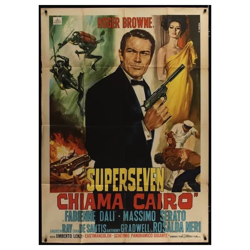 Superseven Calling Cairo (Superseven chiama Cairo) Italian movie poster - illustraction Gallery