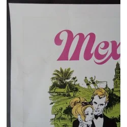 Aeronaves de Mexico Mexico original 1970 travel poster  - illustraction Gallery