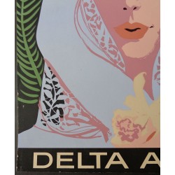 Delta Airlines Puerto Rico original 1962 travel poster - illustraction Gallery