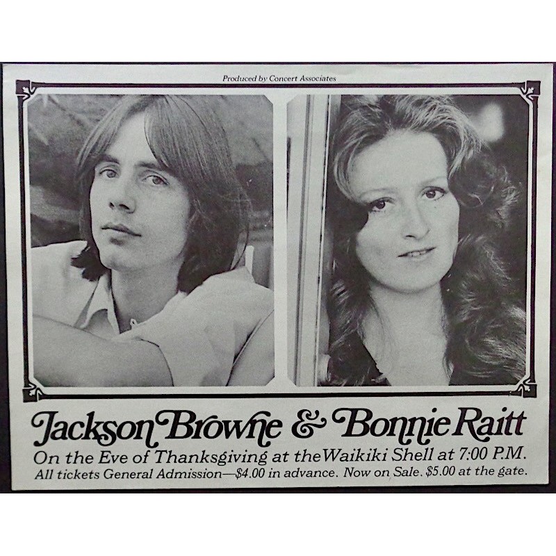 Jackson Browne / Bonnie Raitt: Honolulu 1974 (Handbill)