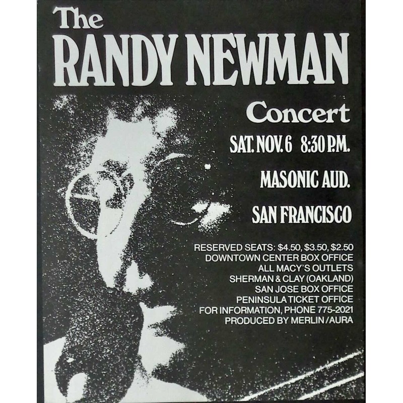 Randy Newman: San Francisco 1976 (Handbill)