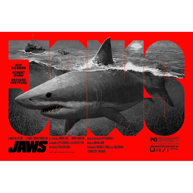 Jaws limited edition Variant print by Grzegorz and Krzysztof Domaradzki - illustraction Gallery